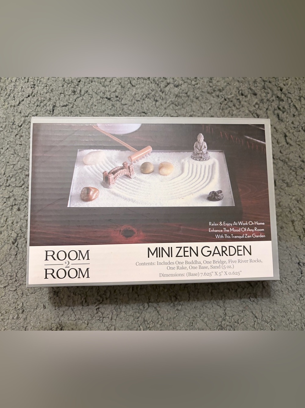 Room2Room Mini Zen Garden - White Sand with Rose Gold Rake